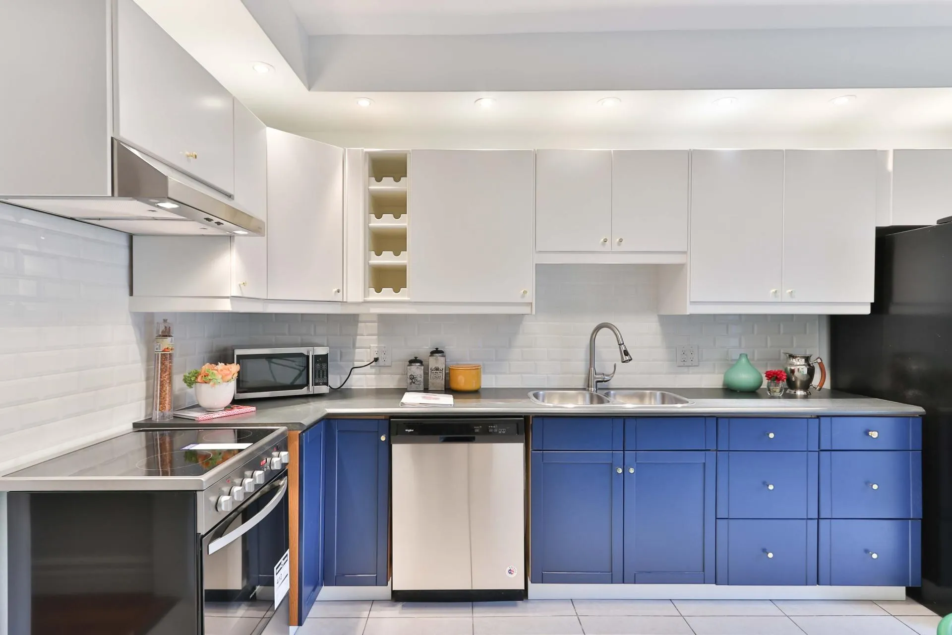 Kitchen with Blue Cabinets